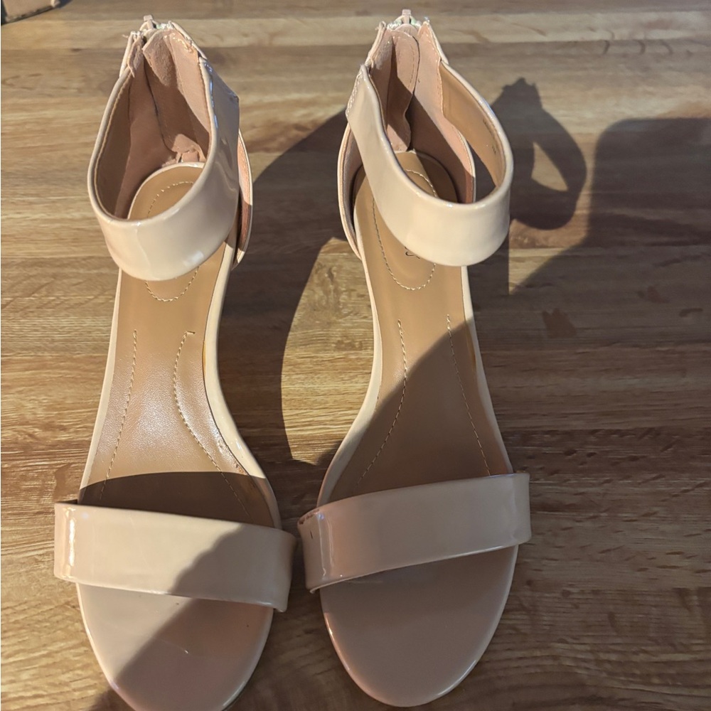 Style & Co. Patent Ankle-Strap Sandals in Nude